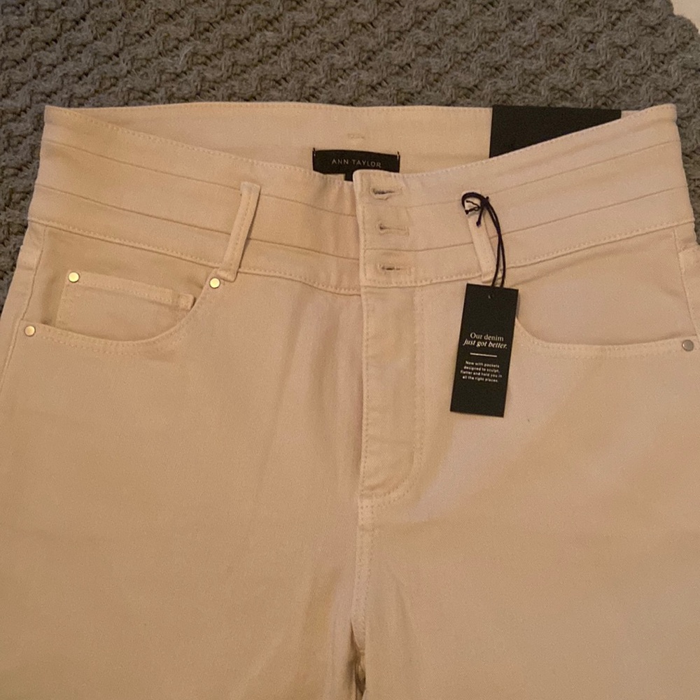 Ann Taylor The Skinny High Rise Off White Jeans
